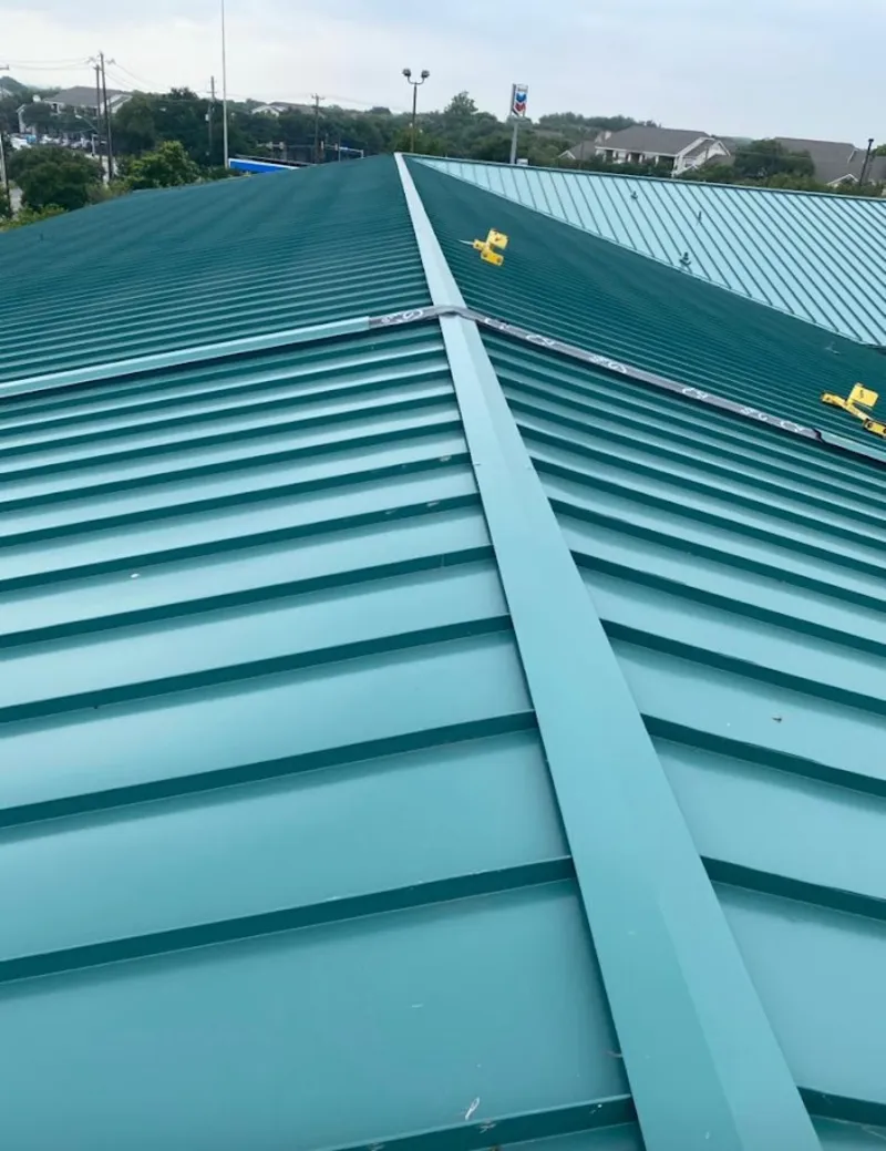 Green commercial metal roof ridge and valley for Metal Roof Repair in Santa Clara